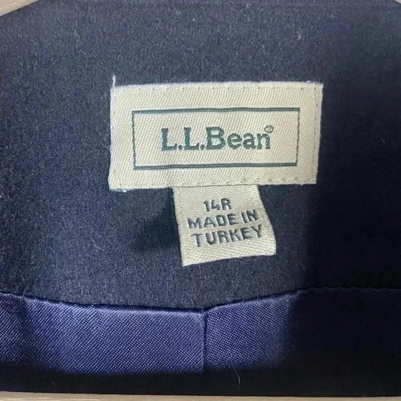 LL Bean Wool Cashmere Tweed Blazer 14R Navy Jacket Capsule Minimalist Preppy Vtg - Picture 4 of 7